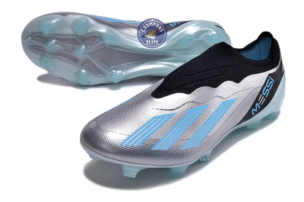 X Crazyfast Elite Laceless FG x Messi Infinito - Argenté/Bliss Blue/Noir