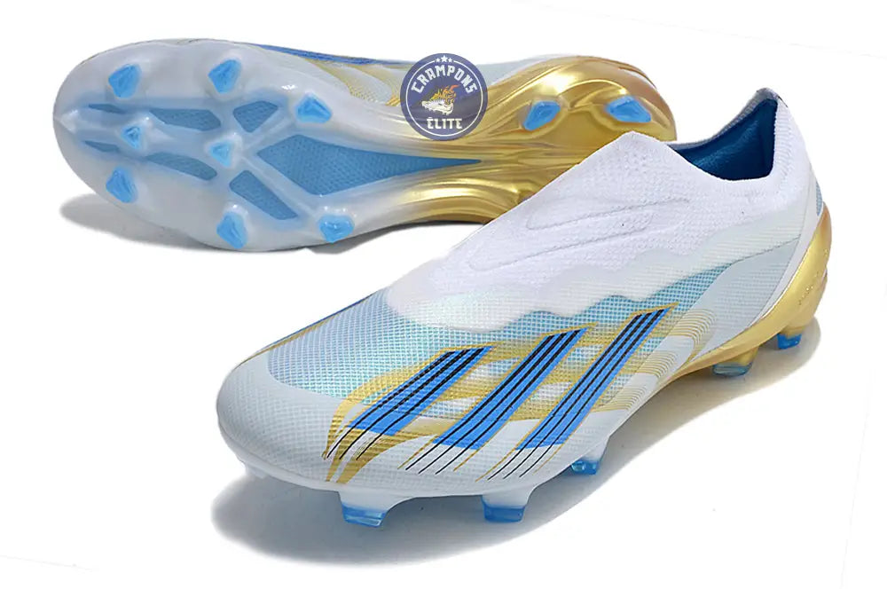 X Crazyfast Elite Laceless FG x Messi ’Las Estrellas’ - Blanc/Bleu/Or