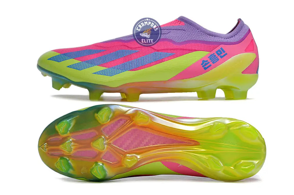 X Crazyfast Elite Laceless FG x SON - ’South Korea Nightlife’ Rose/Jaune/Violet