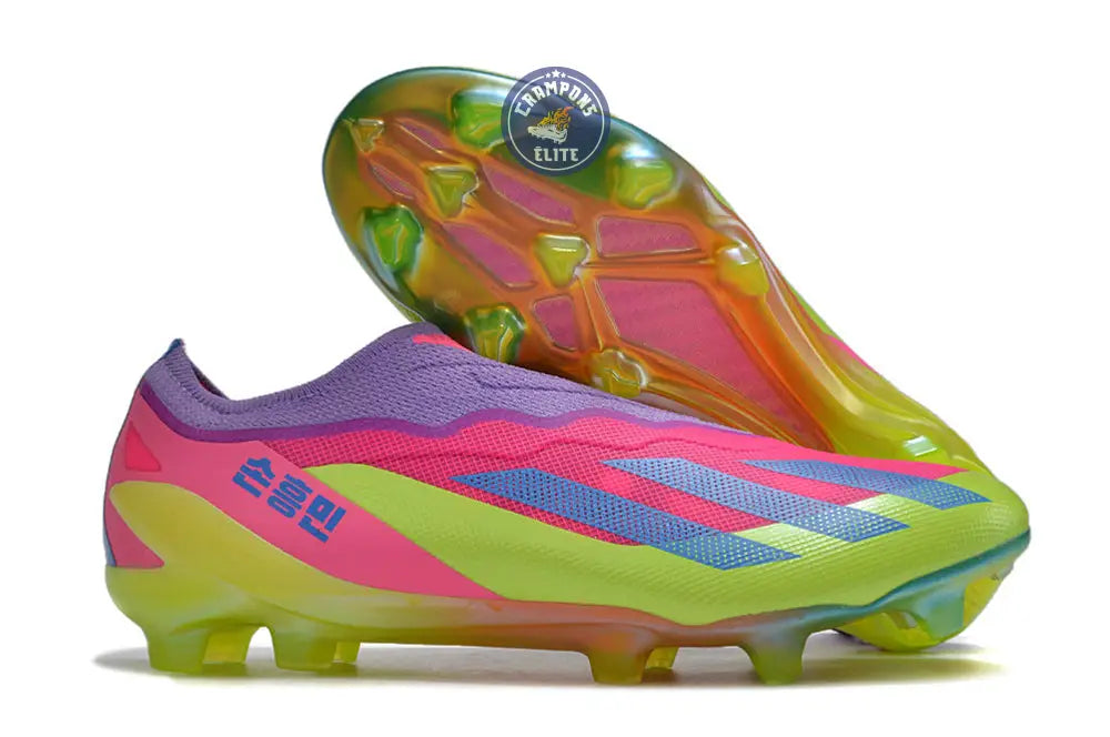 X Crazyfast Elite Laceless FG x SON - ’South Korea Nightlife’ Rose/Jaune/Violet
