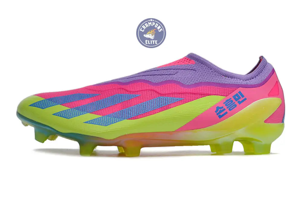 Image of X Crazyfast Elite Laceless FG x SON - ’South Korea Nightlife’ Rose/Jaune/Violet