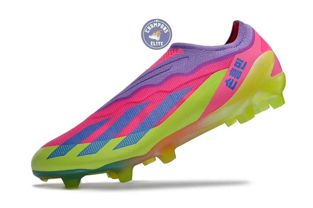 X Crazyfast Elite Laceless FG x SON - ’South Korea Nightlife’ Rose/Jaune/Violet